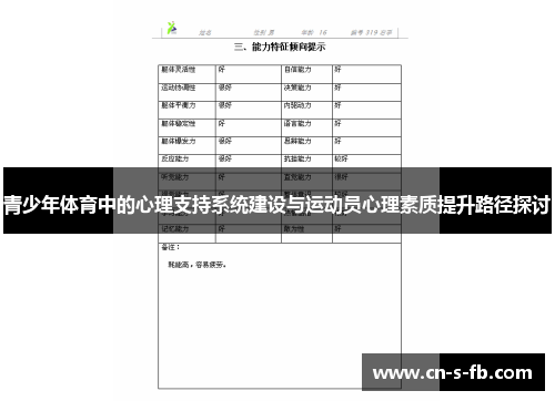 青少年体育中的心理支持系统建设与运动员心理素质提升路径探讨